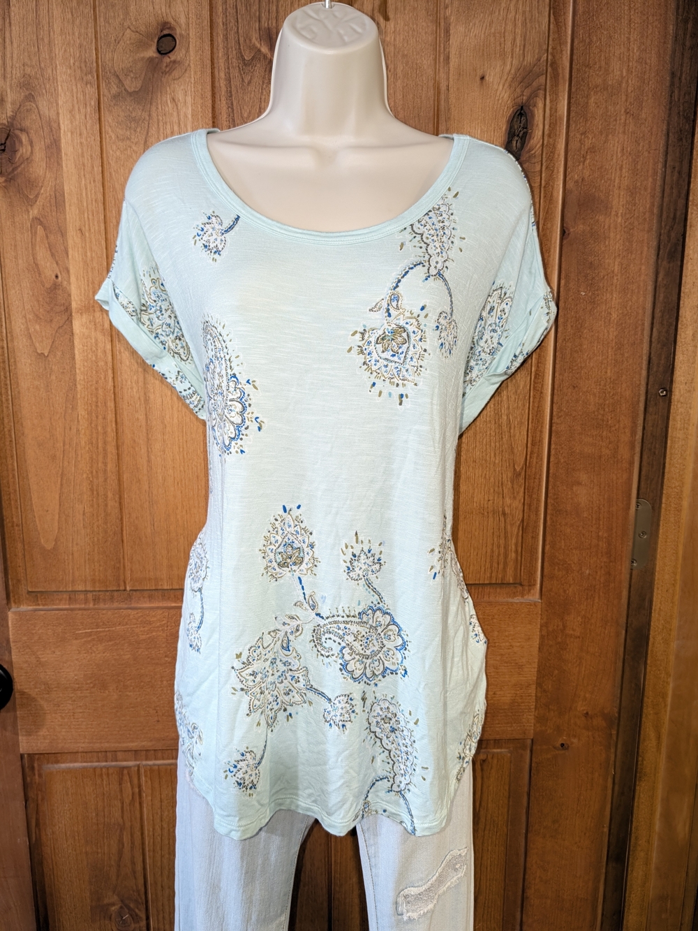 Maurices Light Aqua Paisley Scoop-Neck Tunic Top